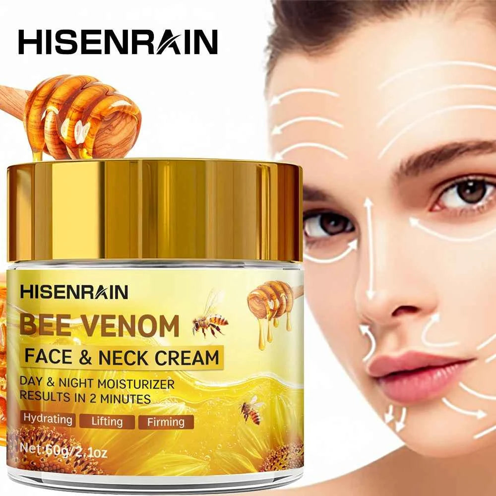 HISENRAIN Snail & Bee Venom Cream - Anti-Aging Face & Neck Cream with Collagen & Niacinamide, Whitening, -Firming.glass bottle-